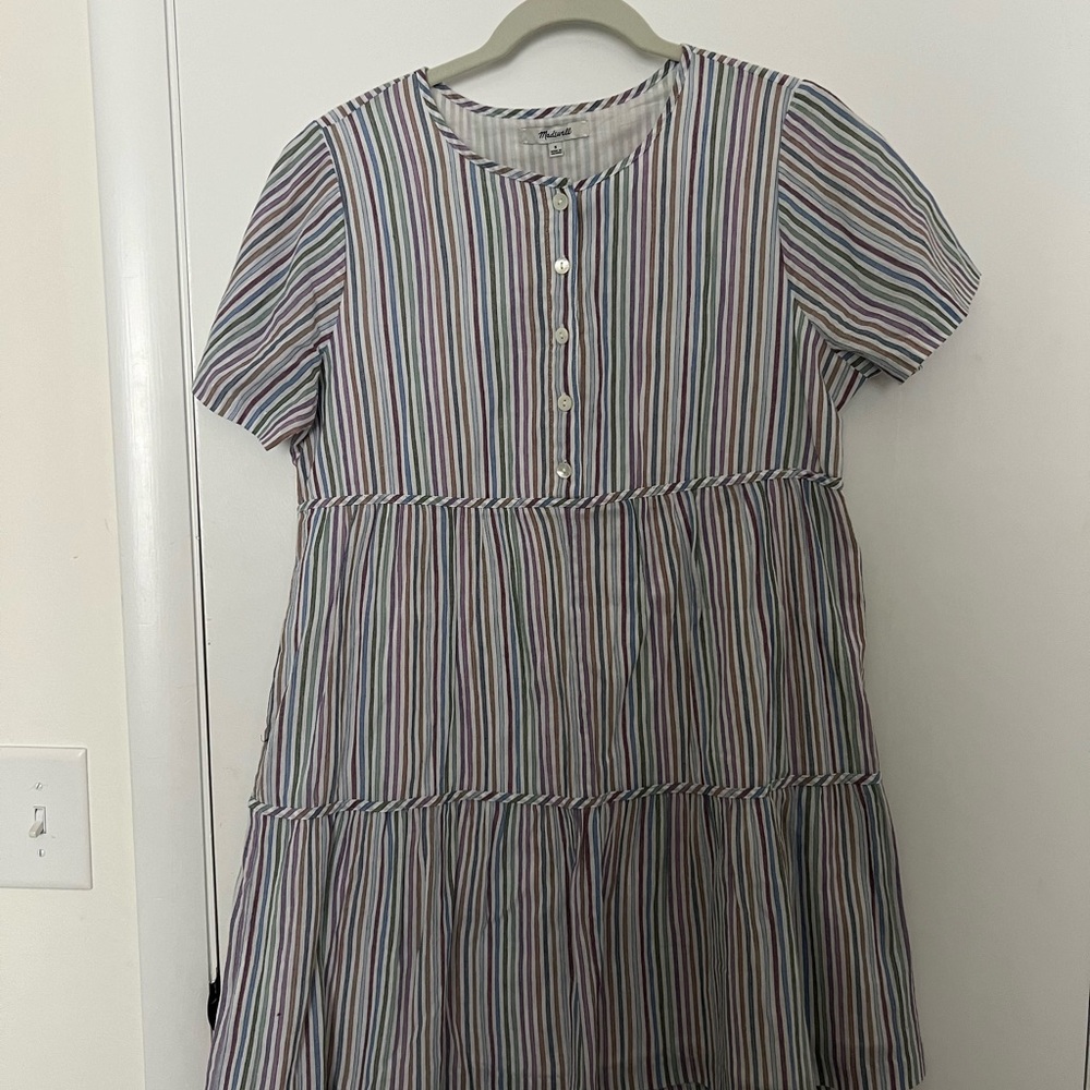 Madewell Cotton Button Up Striped Shift Dress